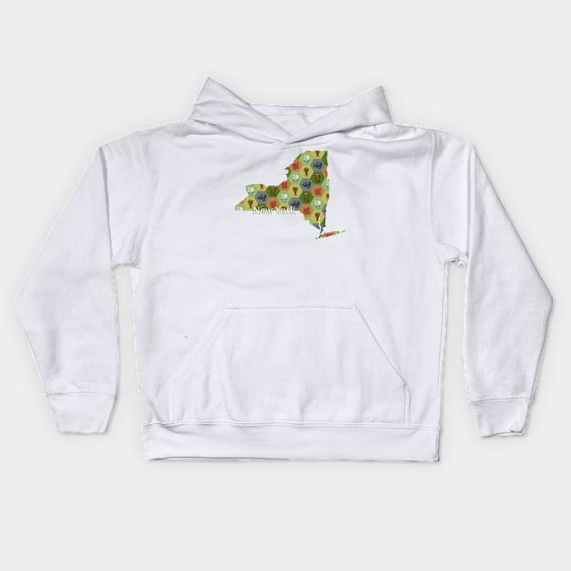 New York State Map Board Games Kids Hoodie by adamkenney